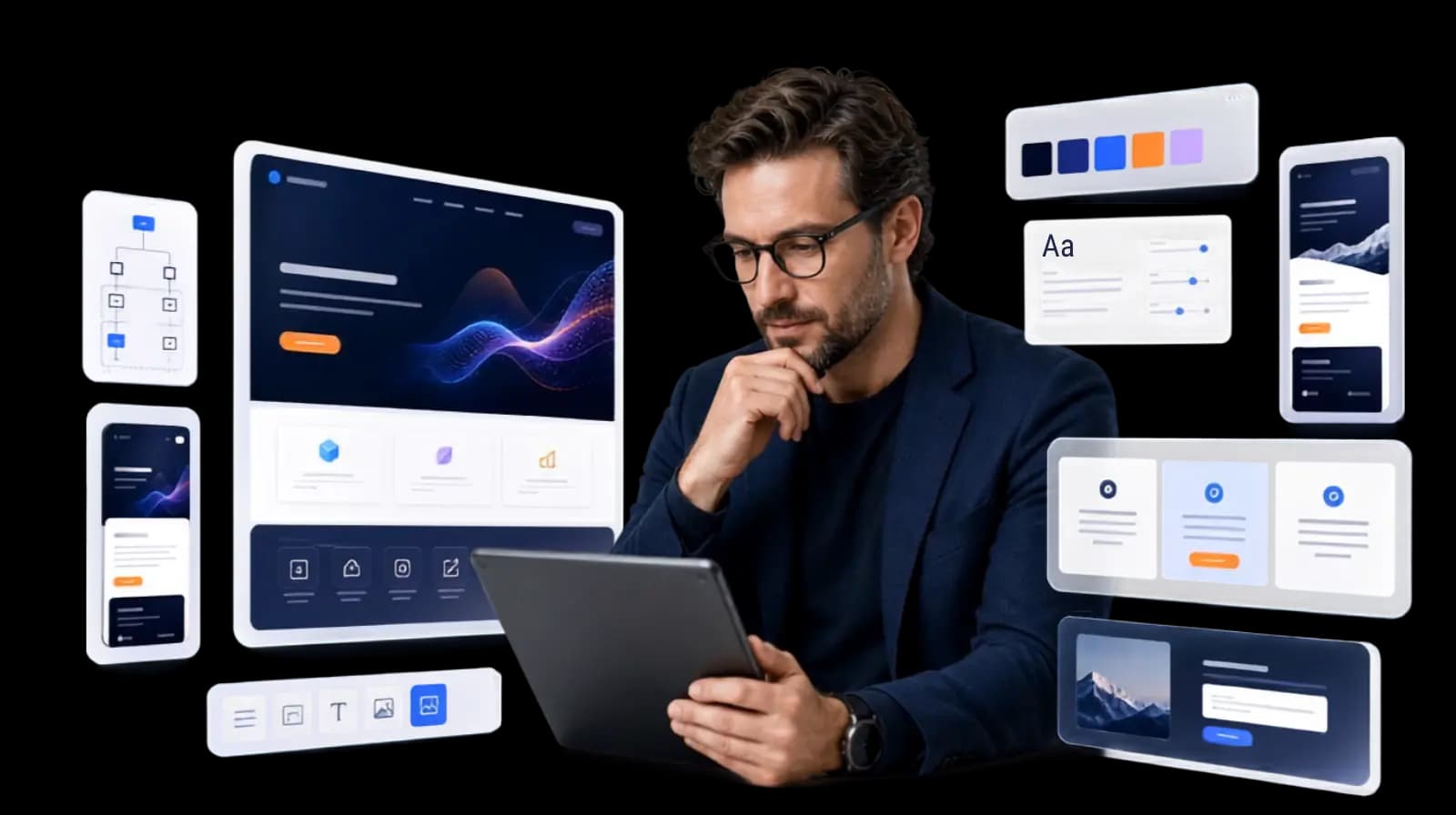 Custom web design interface for a modern business website