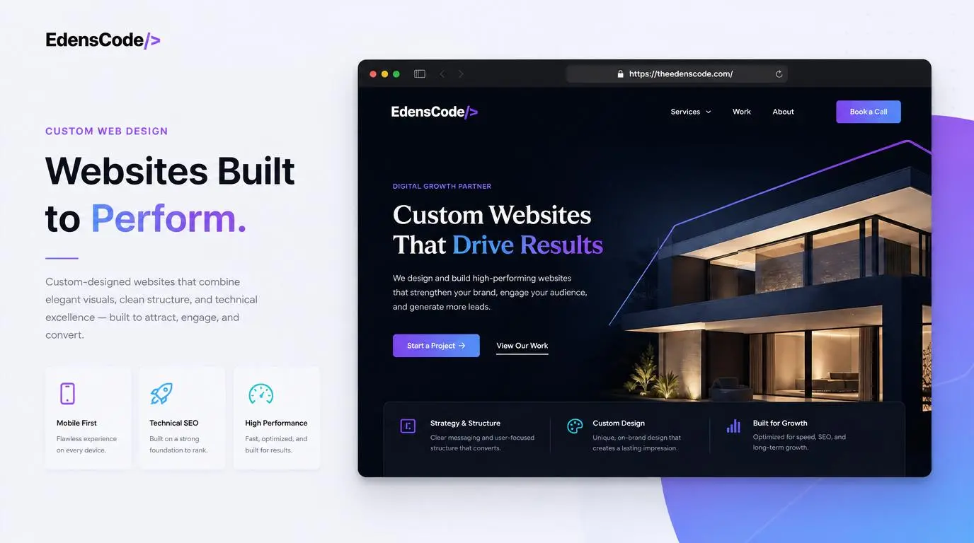 Bright premium website systems mockup showing web design, analytics, SEO, AI visibility, and lead generation