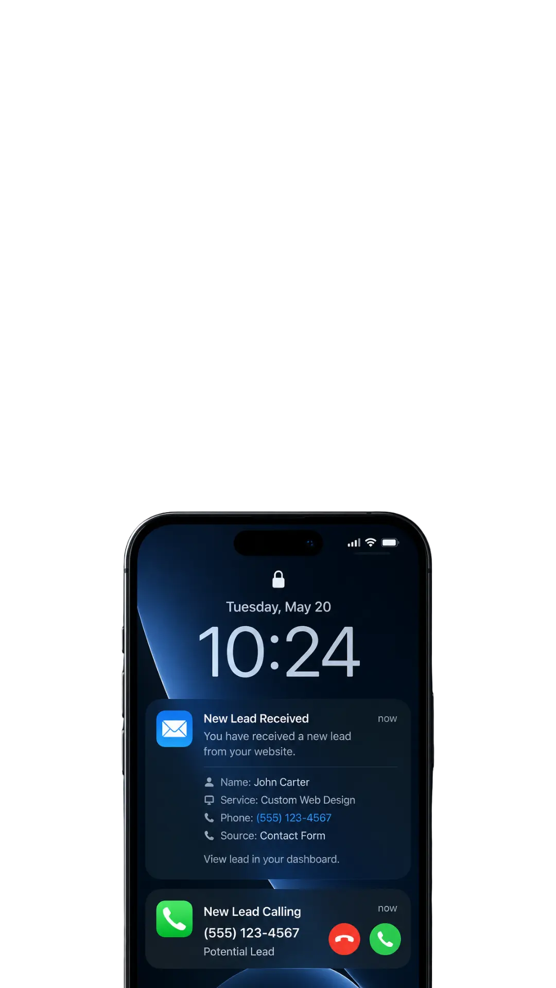 Website integration with business tools and notifications