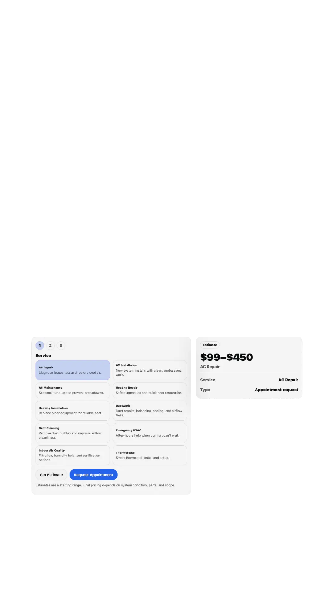 Lead capture form and booking flow automation